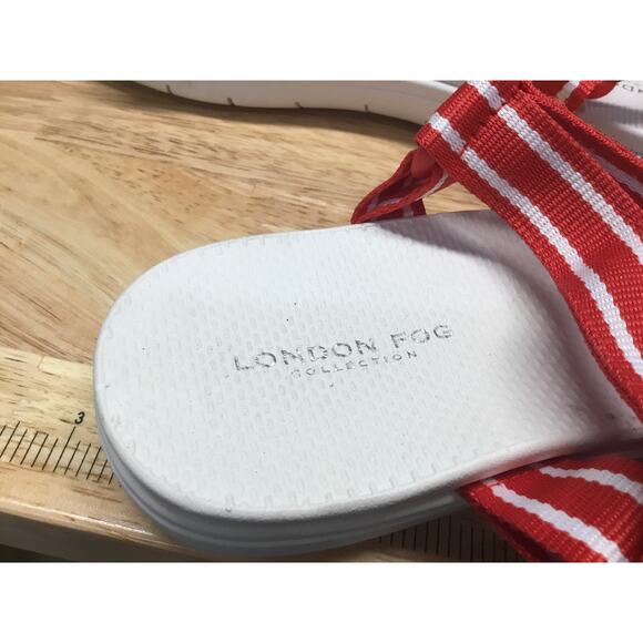 London Fog Collection Shore Club Sandals Women's Red Round Toe Strappy Wedge - Picture 5 of 6